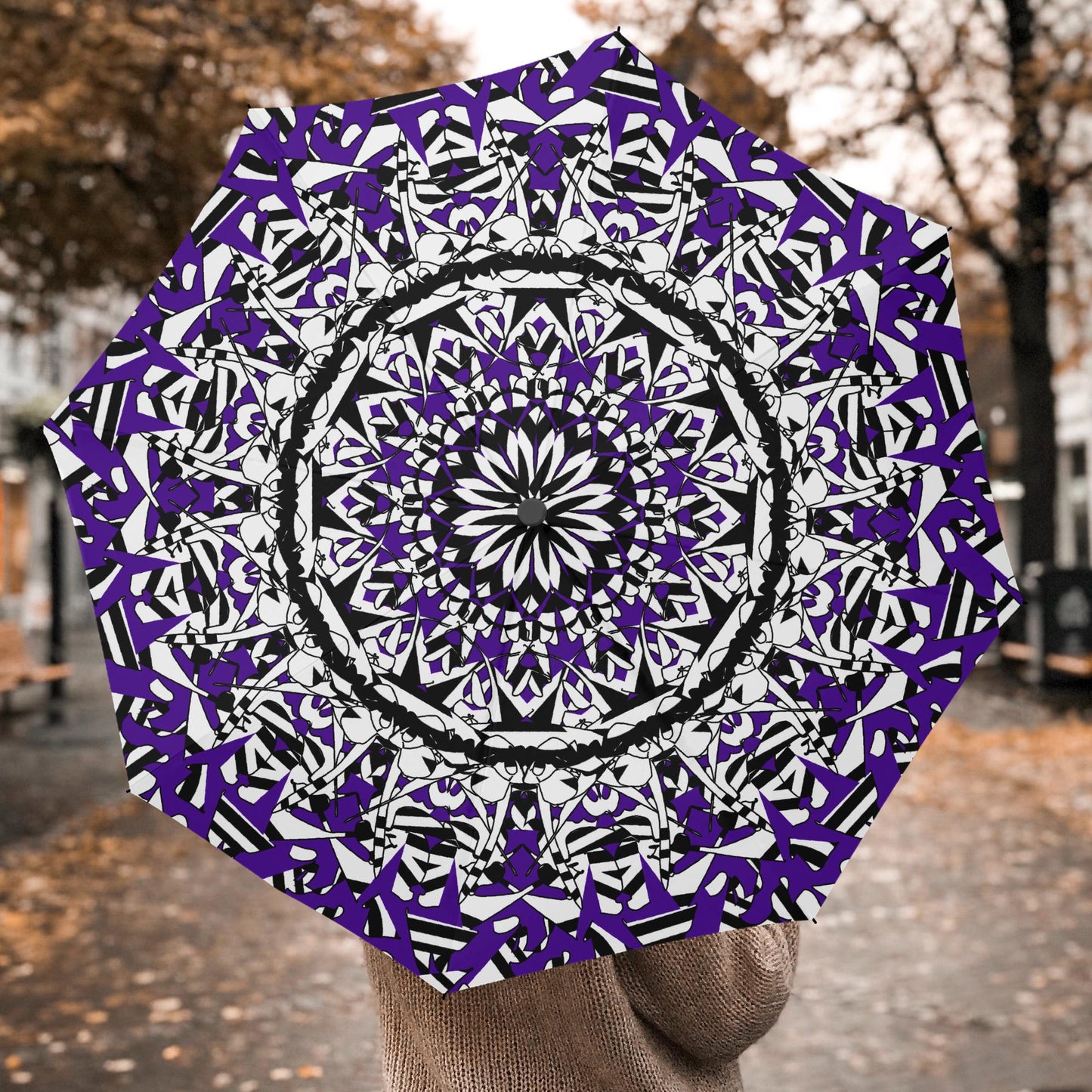 Flower Bloom In Purple Automatic Folding Umbrella