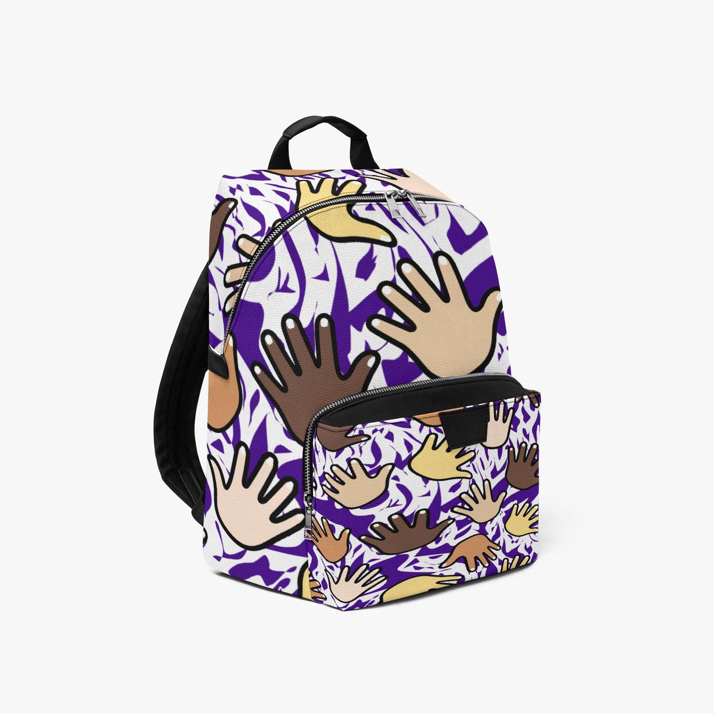 Hands Of Unity Zipper-up Leather Backpack