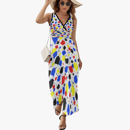 Paint Drip V-neck Sleeveless Dress