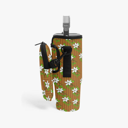 Floral In Plaid Tumbler Sleeve with Phone Holder