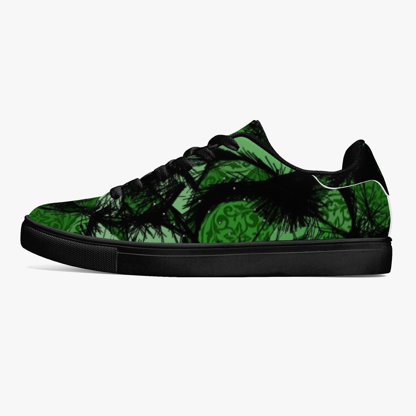 Green Fur Like  Classic Low-Top Leather Sneakers - White/Black