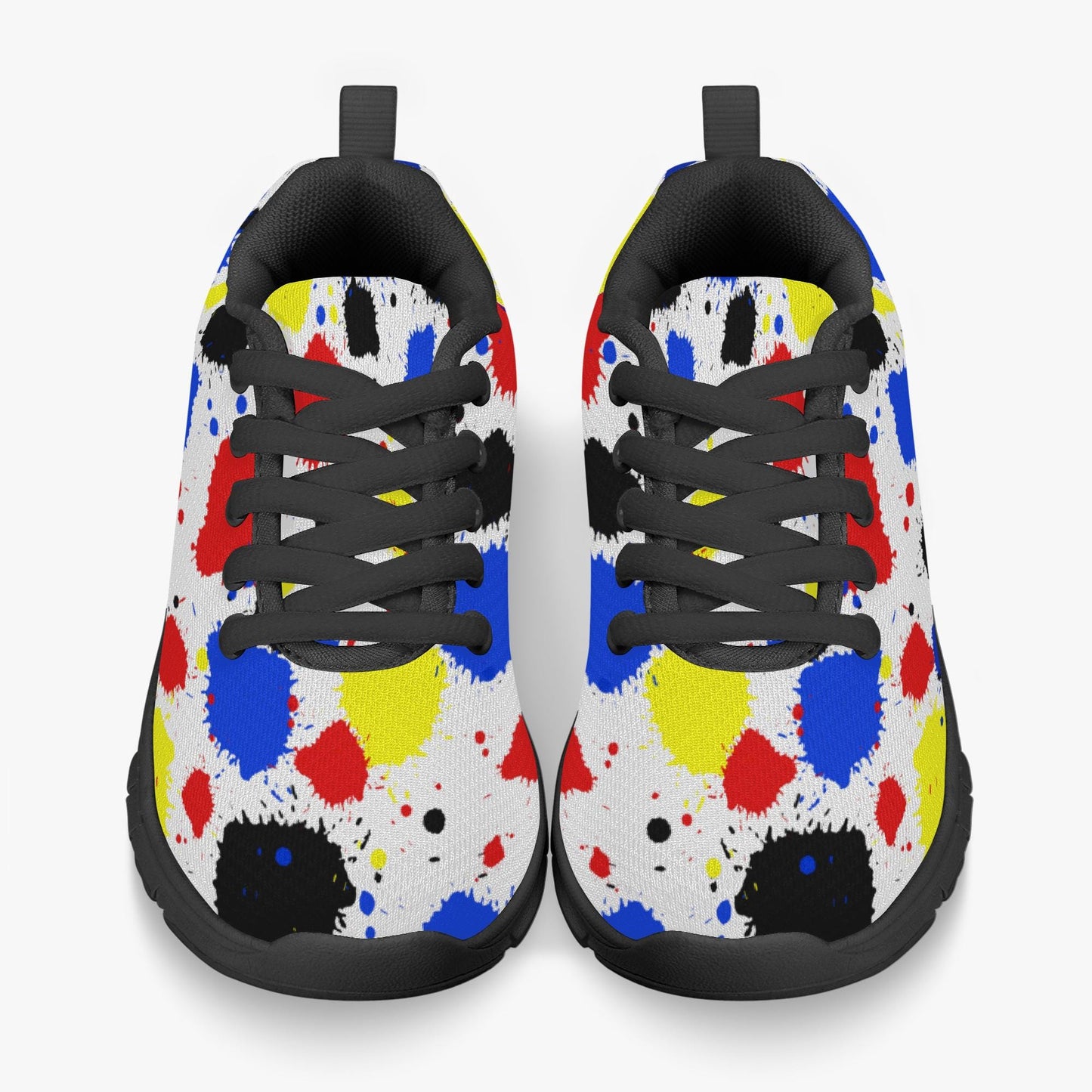 Paint Drip Lightweight Kids Mesh Sneakers - Black