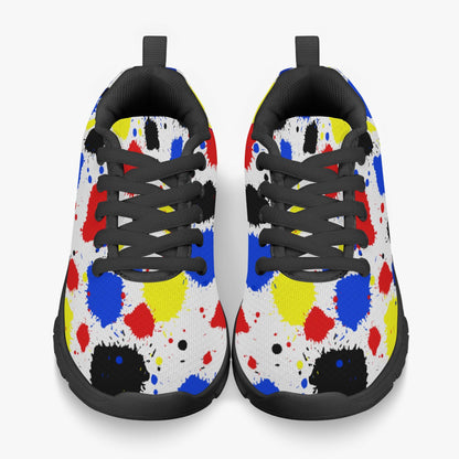 Paint Drip Lightweight Kids Mesh Sneakers - Black