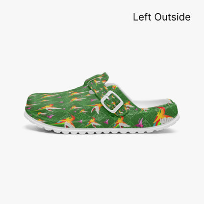 Humming Birds In Green EVA Nurse Clogs