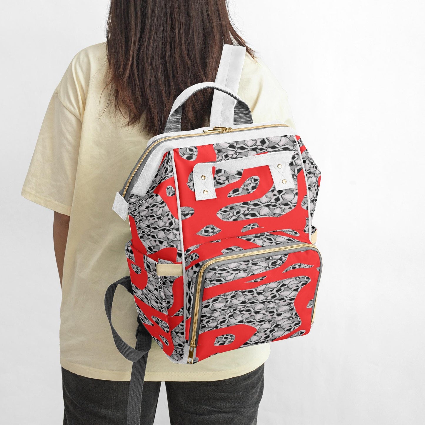 Skulls In Red Baby Momaz Diaper Backpack