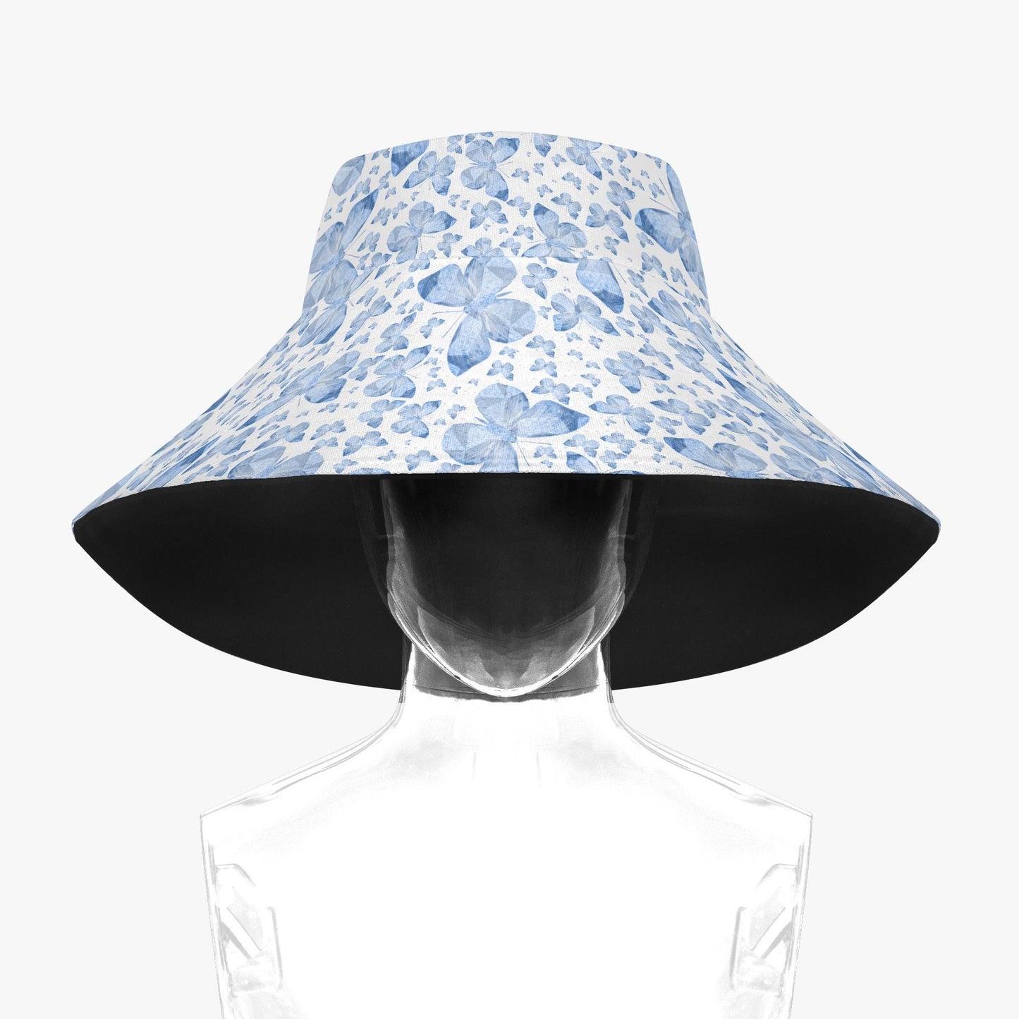 Blue Butterflies In White Boonie Hat