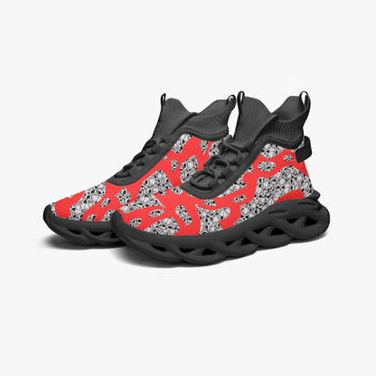 Skulls In Red High-top Bounce Mesh Knit Sneakers
