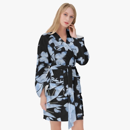Butterfly Effect In Black Women's Loose-fitting Bathrobe