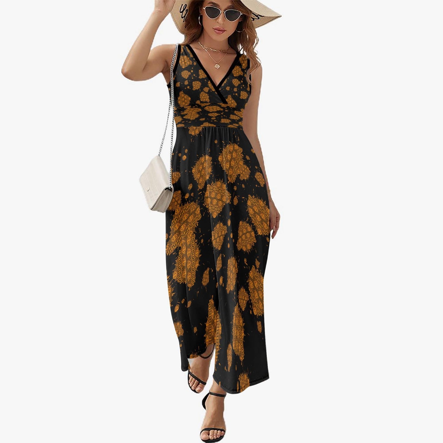 Meteor Shower V-neck Sleeveless Dress
