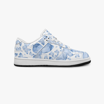 Blue Butterflies in White Dunk Stylish Low-Top Leather Sneakers