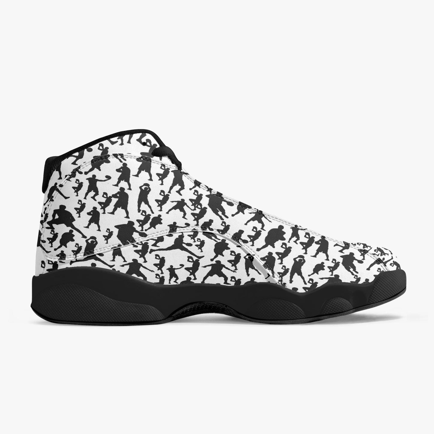 B-Ball Moves Black Sole High-Top Leather Basketball Sneakers