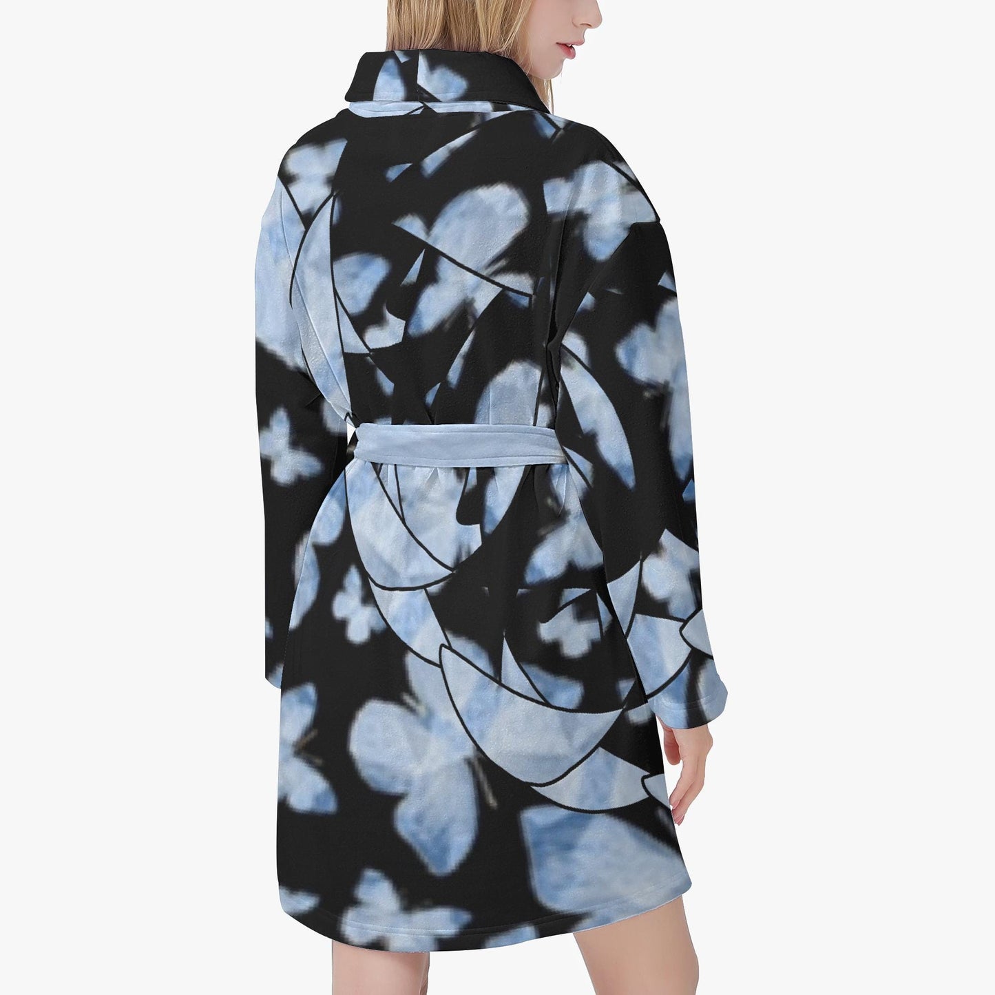 Butterfly Effect In Black Women's Loose-fitting Bathrobe