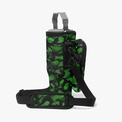 Green Furry Like Camouflage Tumbler Sleeve with Phone Holder