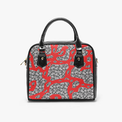 Skulls In Red Casual Leather Saddle Bag