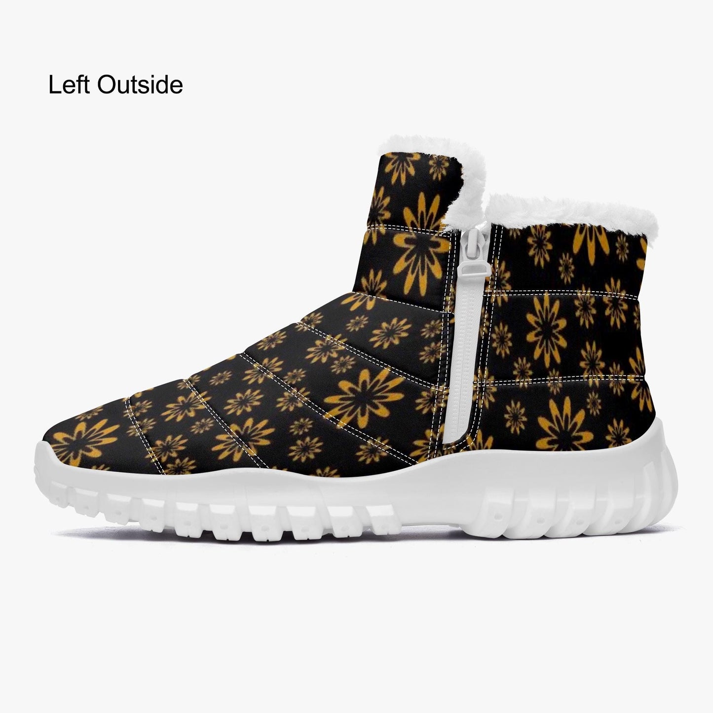 Flower Boomtelyah Cotton-pad Fur Zipper Up Boots
