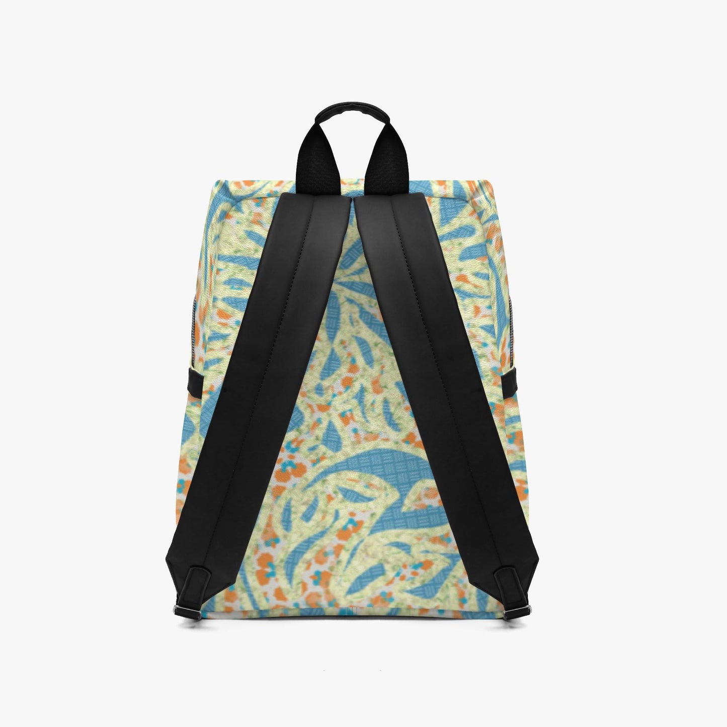 Green & Blue Zipper-up Leather Backpack