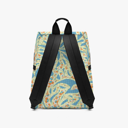 Green & Blue Zipper-up Leather Backpack
