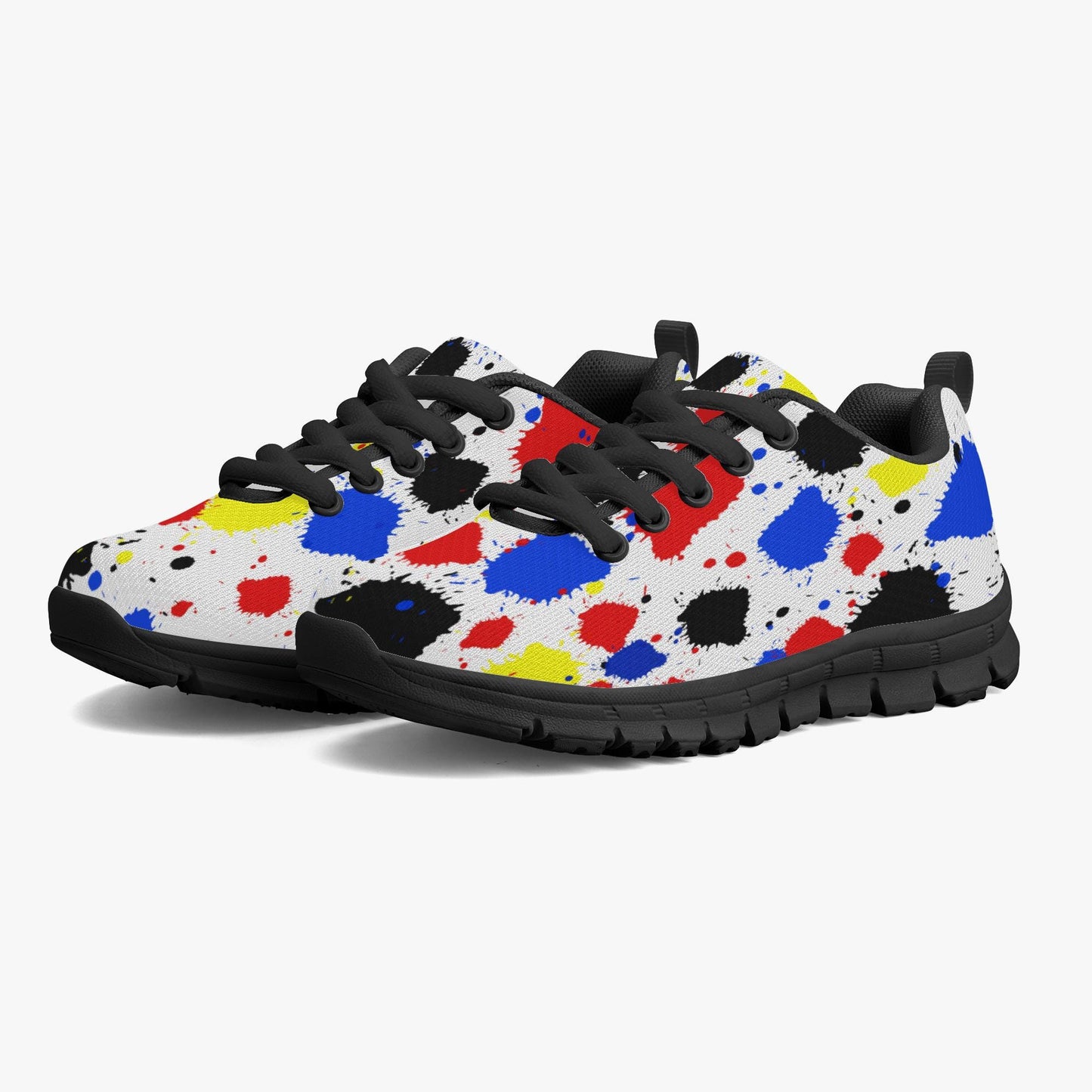Paint Drip Lightweight Kids Mesh Sneakers - Black