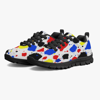 Paint Drip Lightweight Kids Mesh Sneakers - Black
