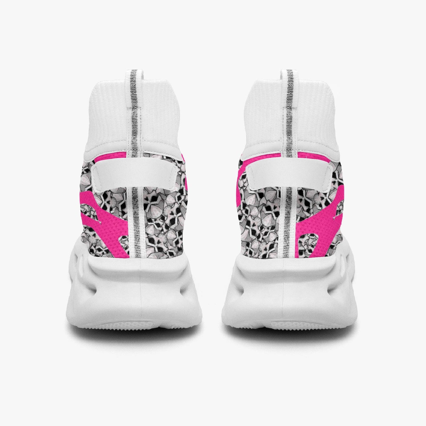 Skulls In Pink High-top Bounce Mesh Knit Sneakers