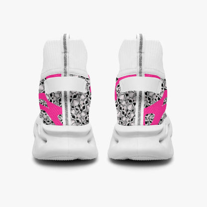 Skulls In Pink High-top Bounce Mesh Knit Sneakers