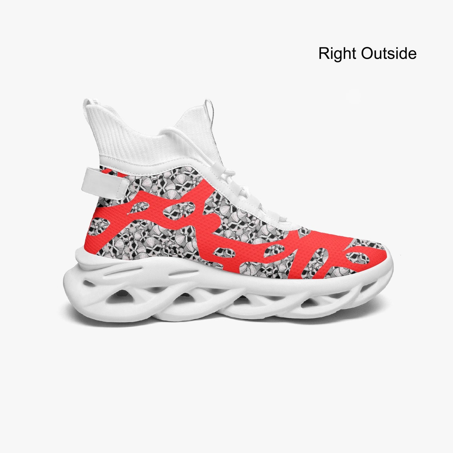 Skulls In Red High-top Bounce Mesh Knit Sneakers