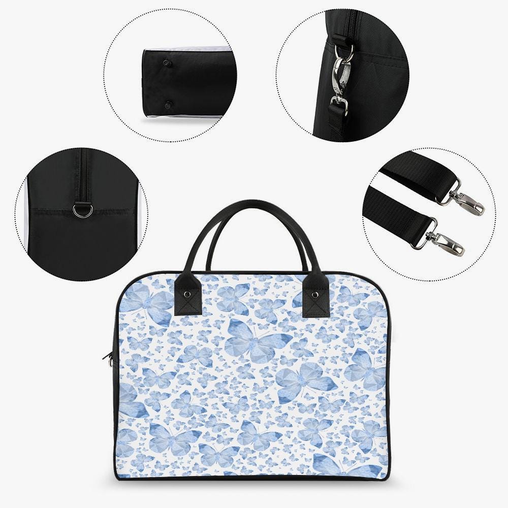 Blue Butterflies Large Travel Handbag