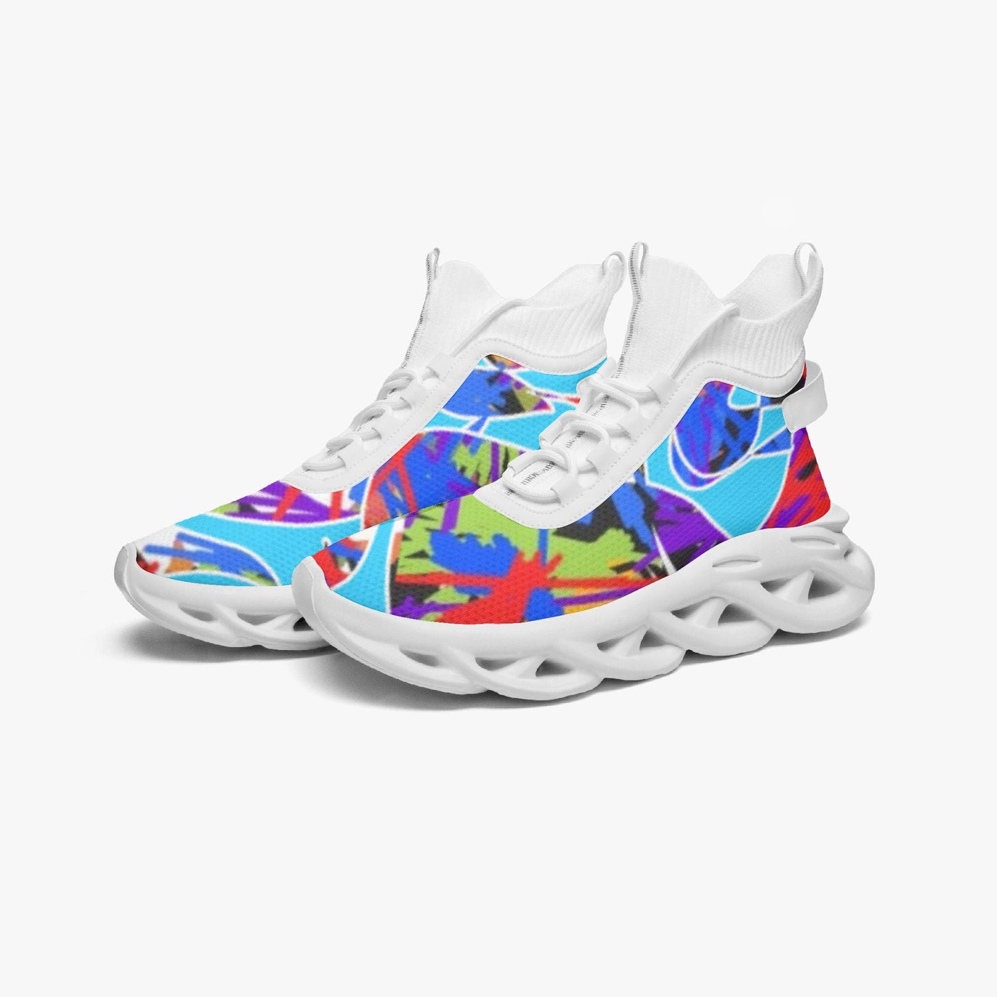 Blue Float High-top Bounce Mesh Knit Sneakers