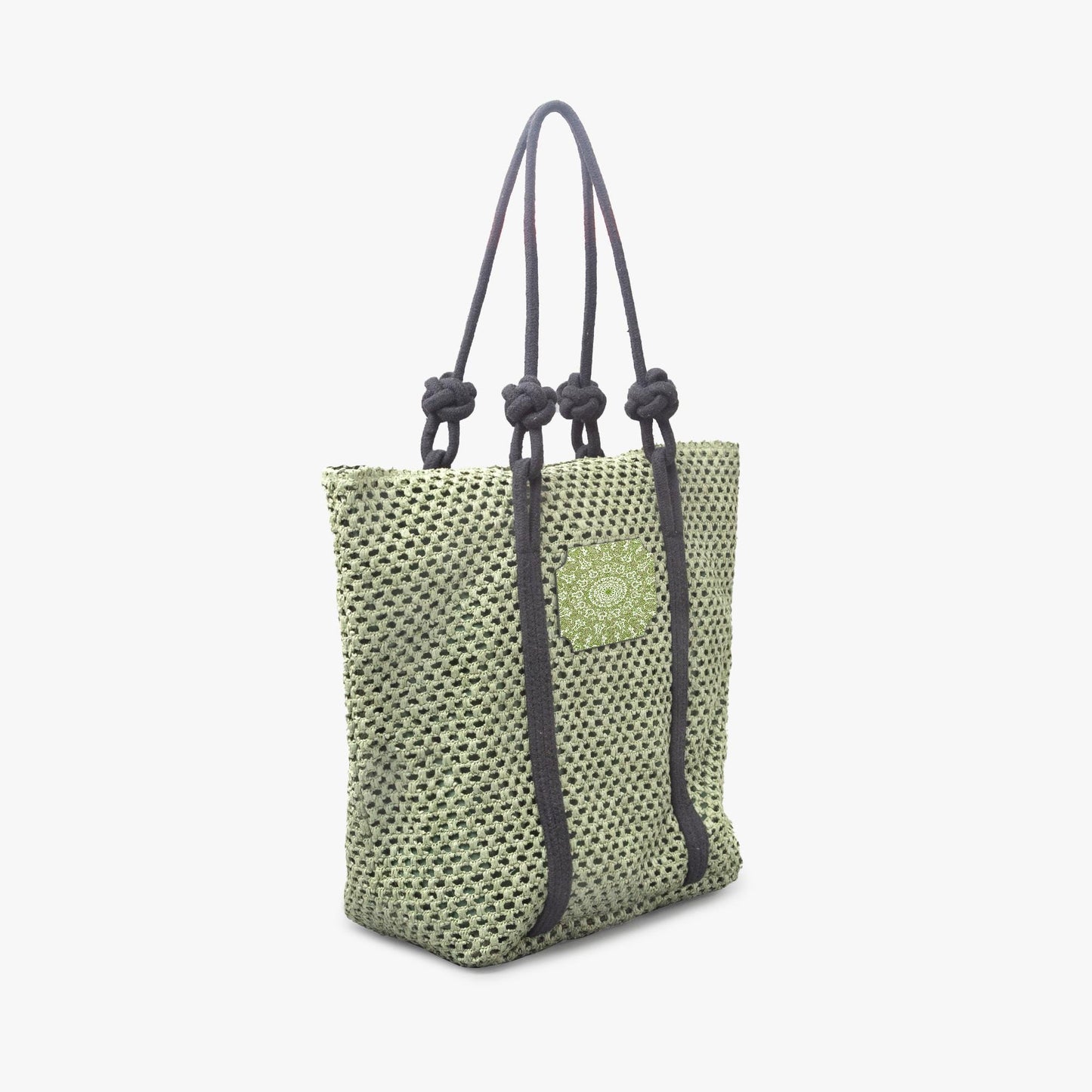 Green Sensation Woven Large Tote Shoulder Bag