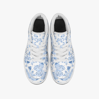 Blue Butterflies in White Dunk Stylish Low-Top Leather Sneakers