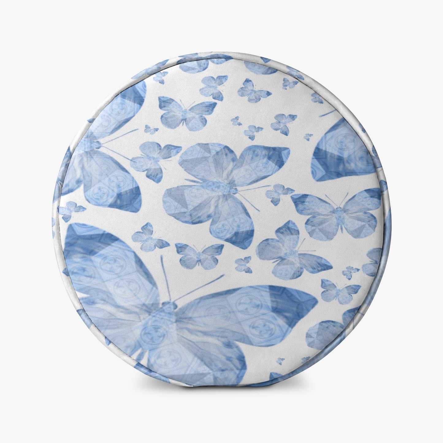 Blue Butterflies In White Round  Insulated Bags