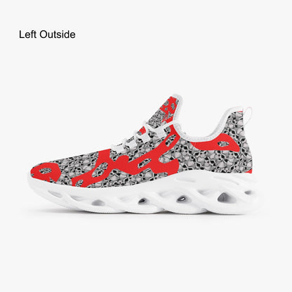 Skulls In Red Bounce Mesh Knit Sneakers - White