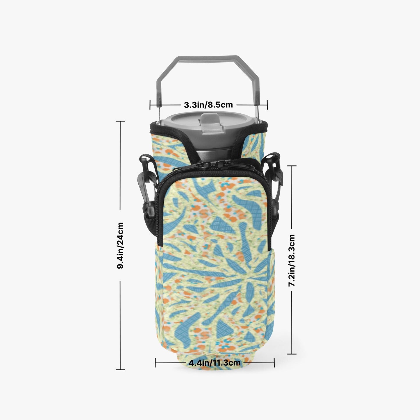 Green & Blue Lava Tumbler Sleeve with Phone Holder