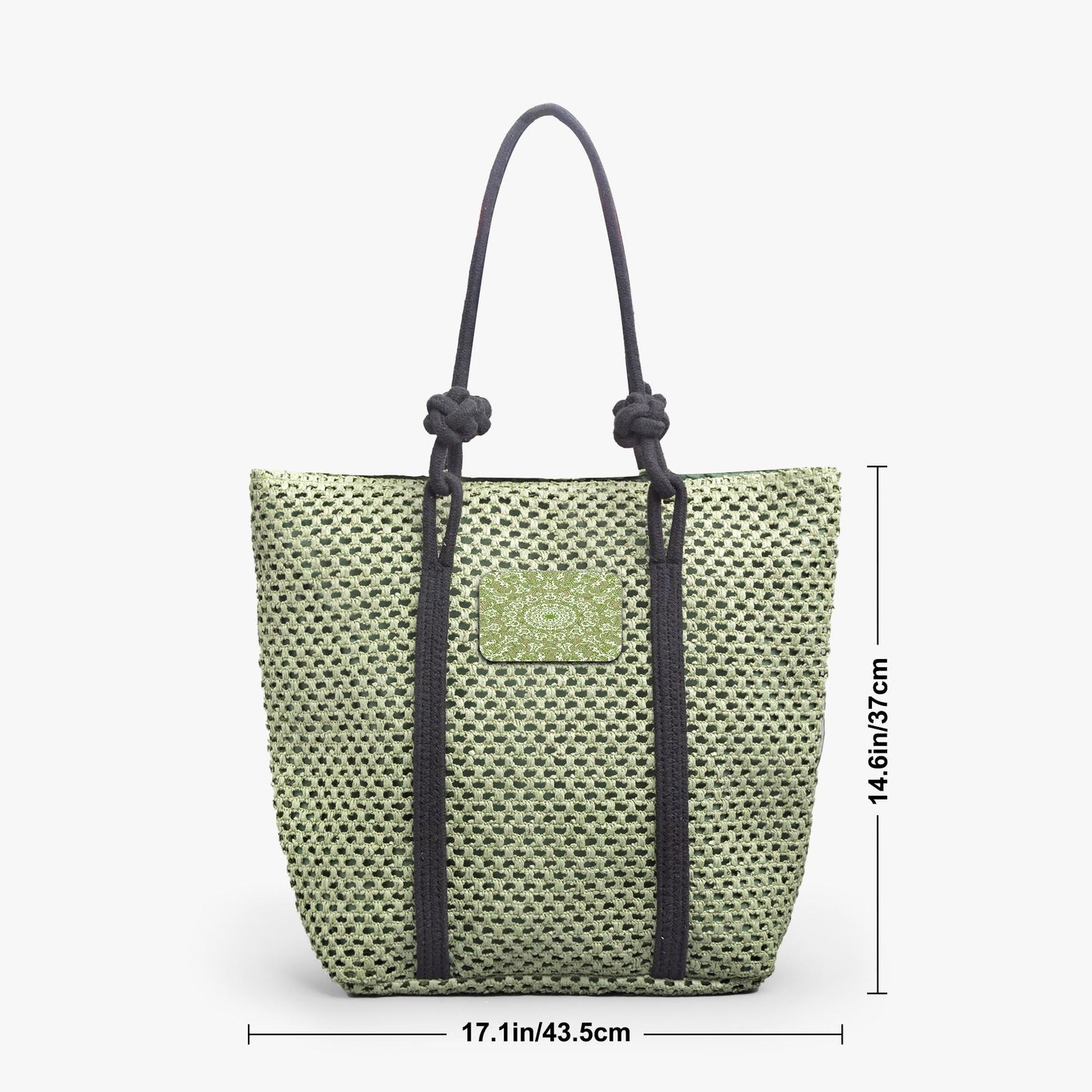 Green Sensation Woven Large Tote Shoulder Bag