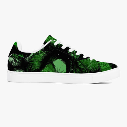 Green Fur Like  Classic Low-Top Leather Sneakers - White/Black