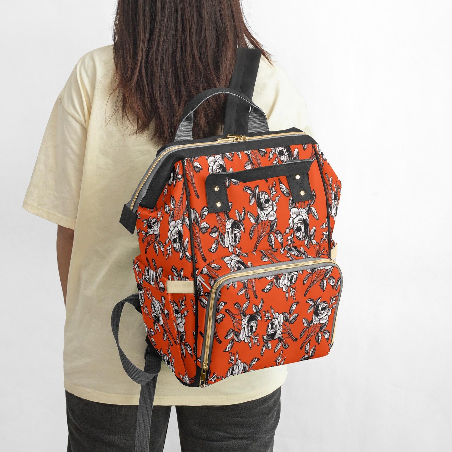 Roses In Orange Baby Momaz Diaper Backpack