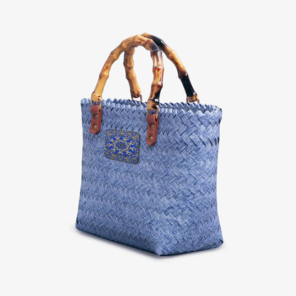 Blue Breeze Woven Basket Bag