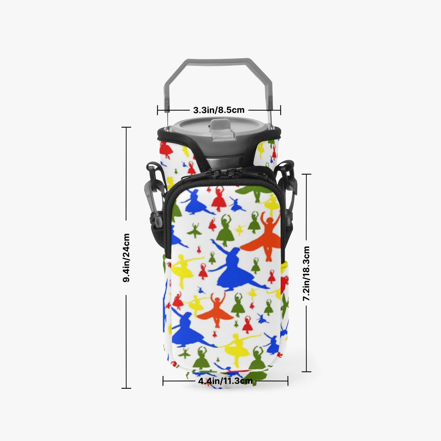 Colorful Ballerina Tumbler Sleeve with Phone Holder