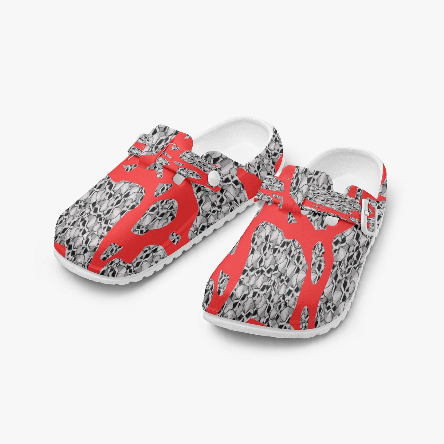 Skulls In Red EVA Nurse Clogs