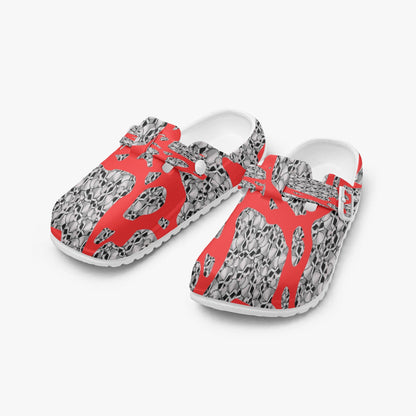 Skulls In Red EVA Nurse Clogs