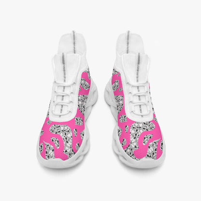 Skulls In Pink High-top Bounce Mesh Knit Sneakers