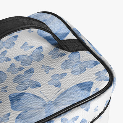 Blue Butterflies In White Travel Makeup Bag
