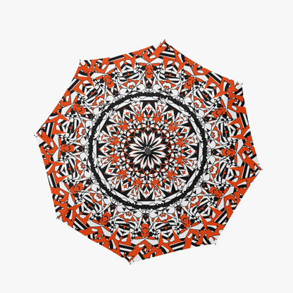 Flower Bloom In Orange Automatic Folding Umbrella