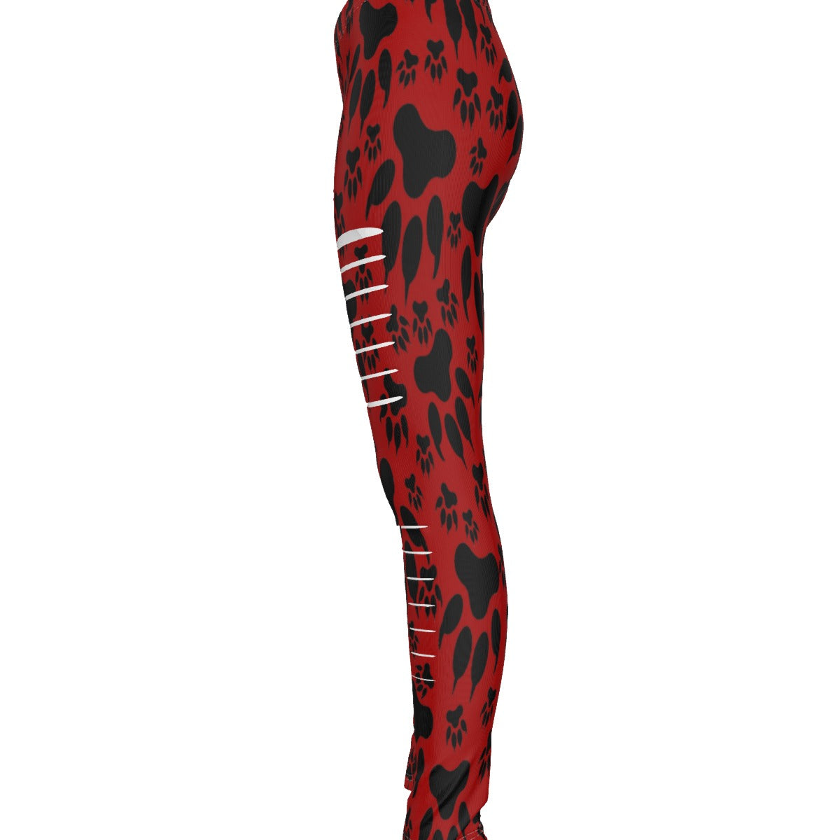 Paw Prints In Red All-Over Print Women's Ripped Leggings