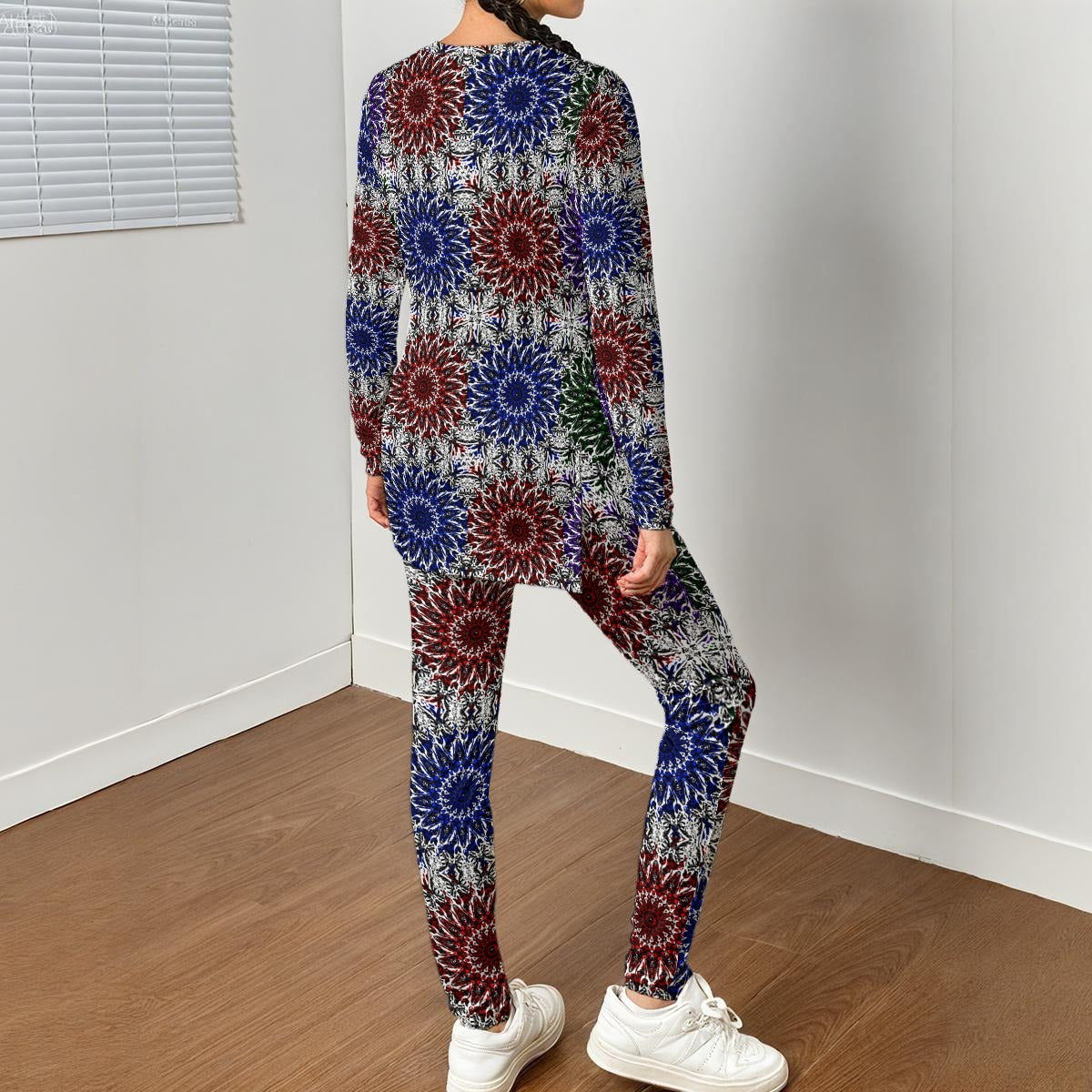 Tribal All-Over Print Women's Side Split T-shirt Set