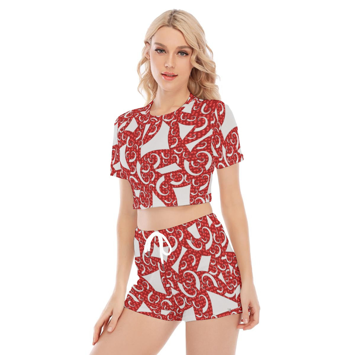 Dancing Clay All-Over Print Women's O-neck T-shirt Shorts Suit