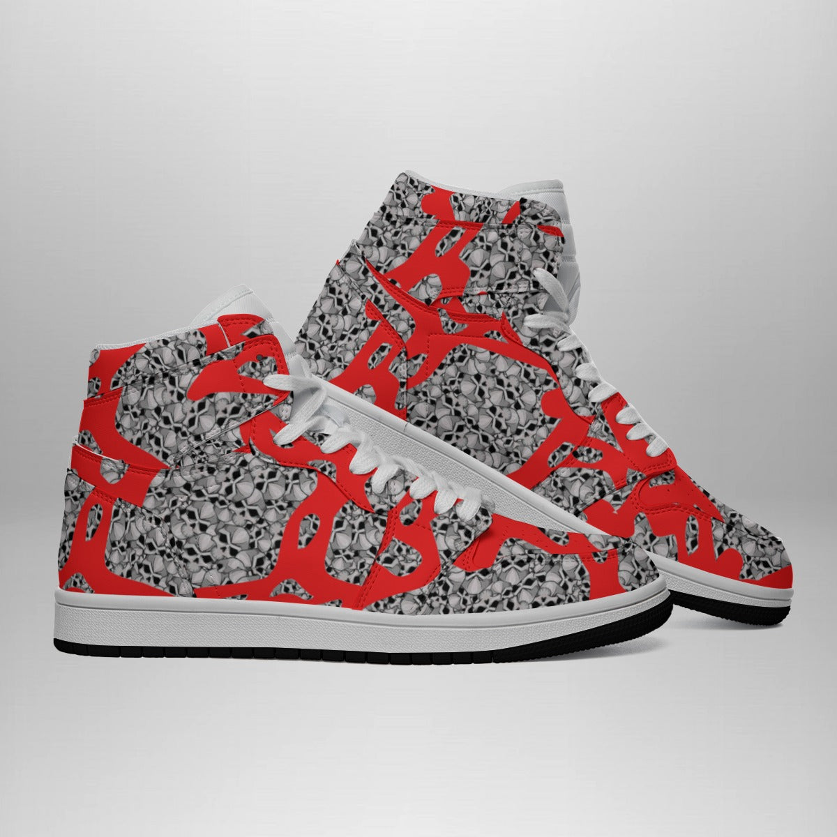 Camouflage Skulls In Red Women's Faux Leather Stitching Shoes
