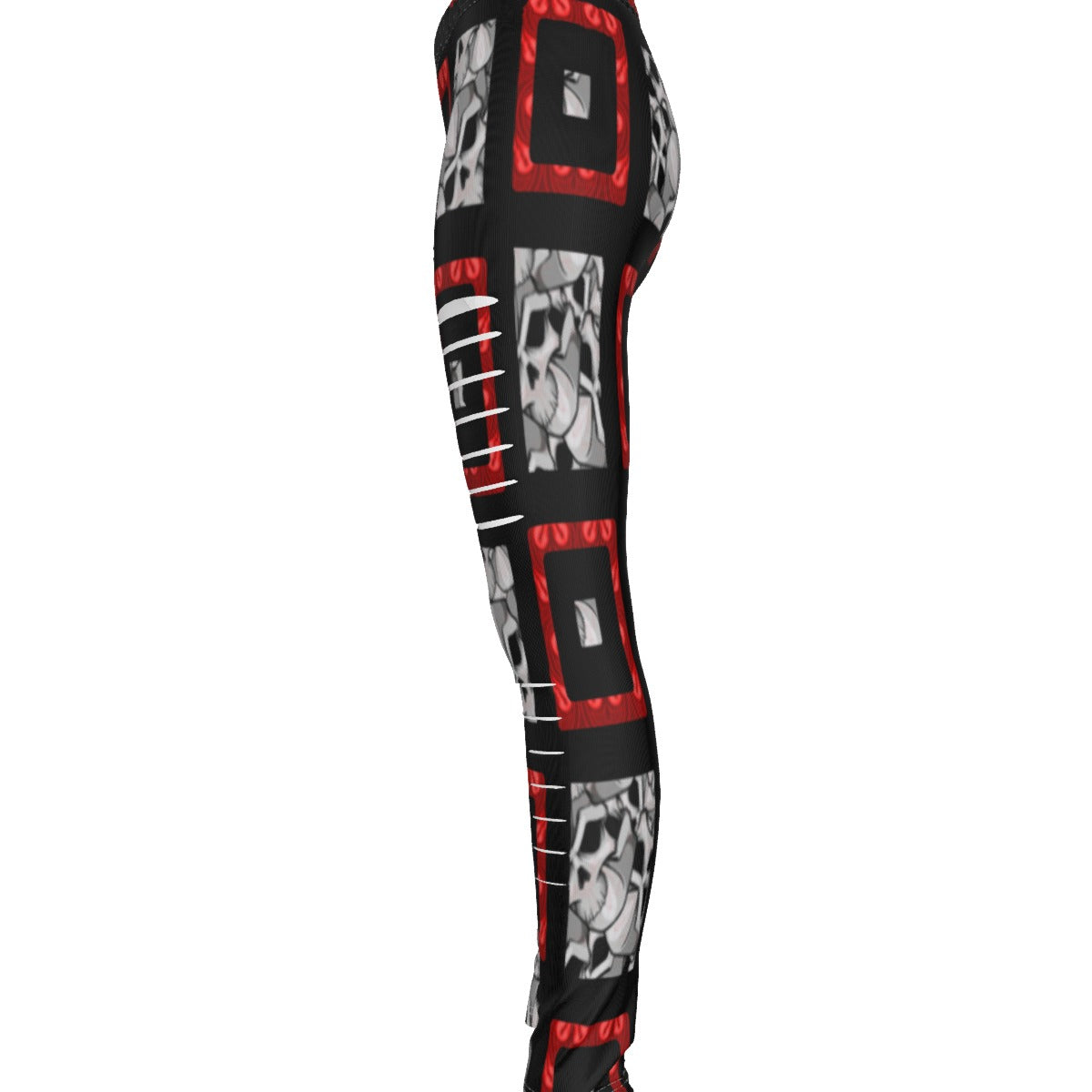 Skulls And Squares In Black All-Over Print Women's Ripped Leggings