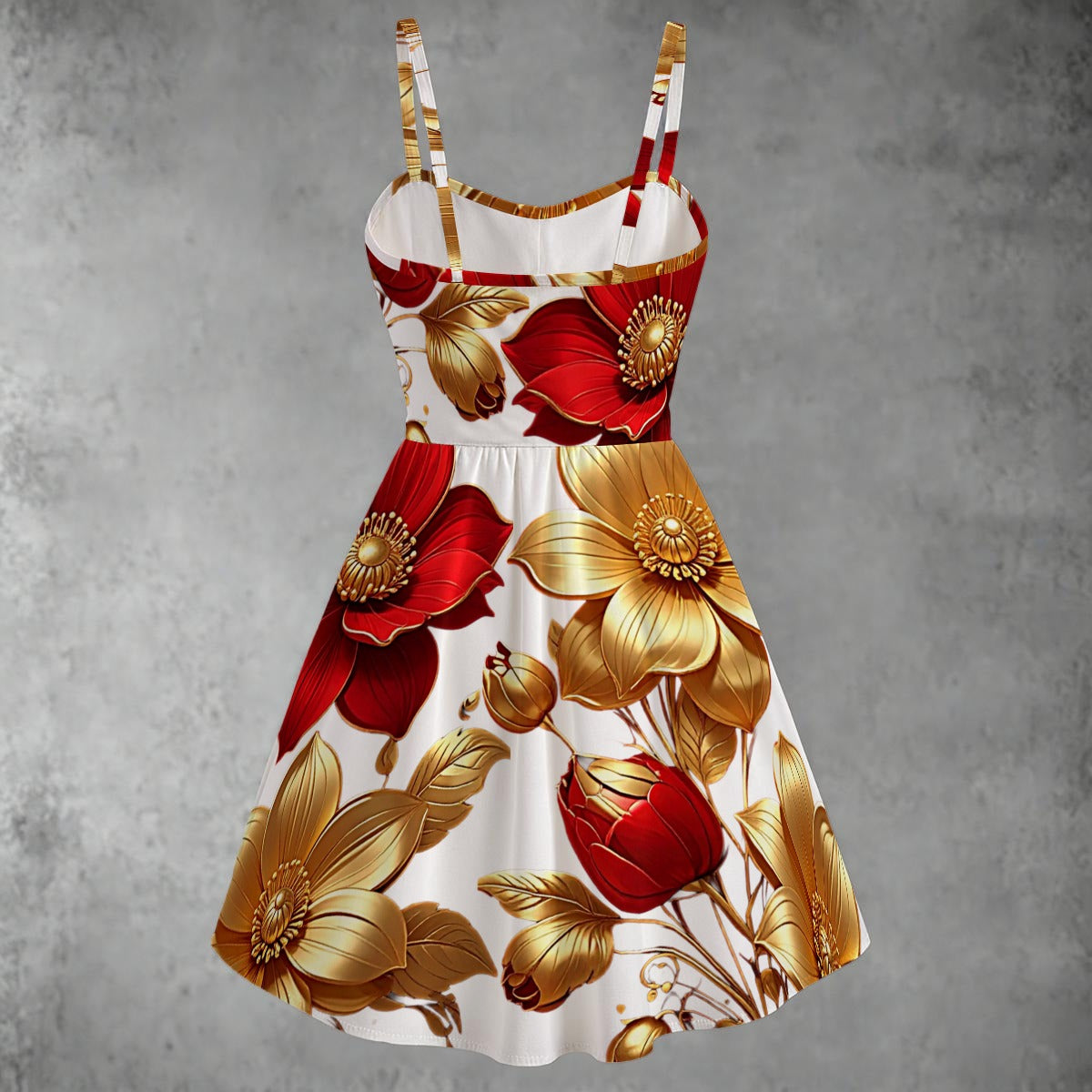 HEAVENLY FLORAL IN WHITE print Women's Spaghetti Strap Dress