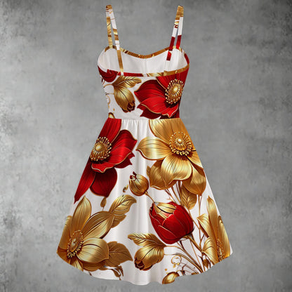 HEAVENLY FLORAL IN WHITE print Women's Spaghetti Strap Dress